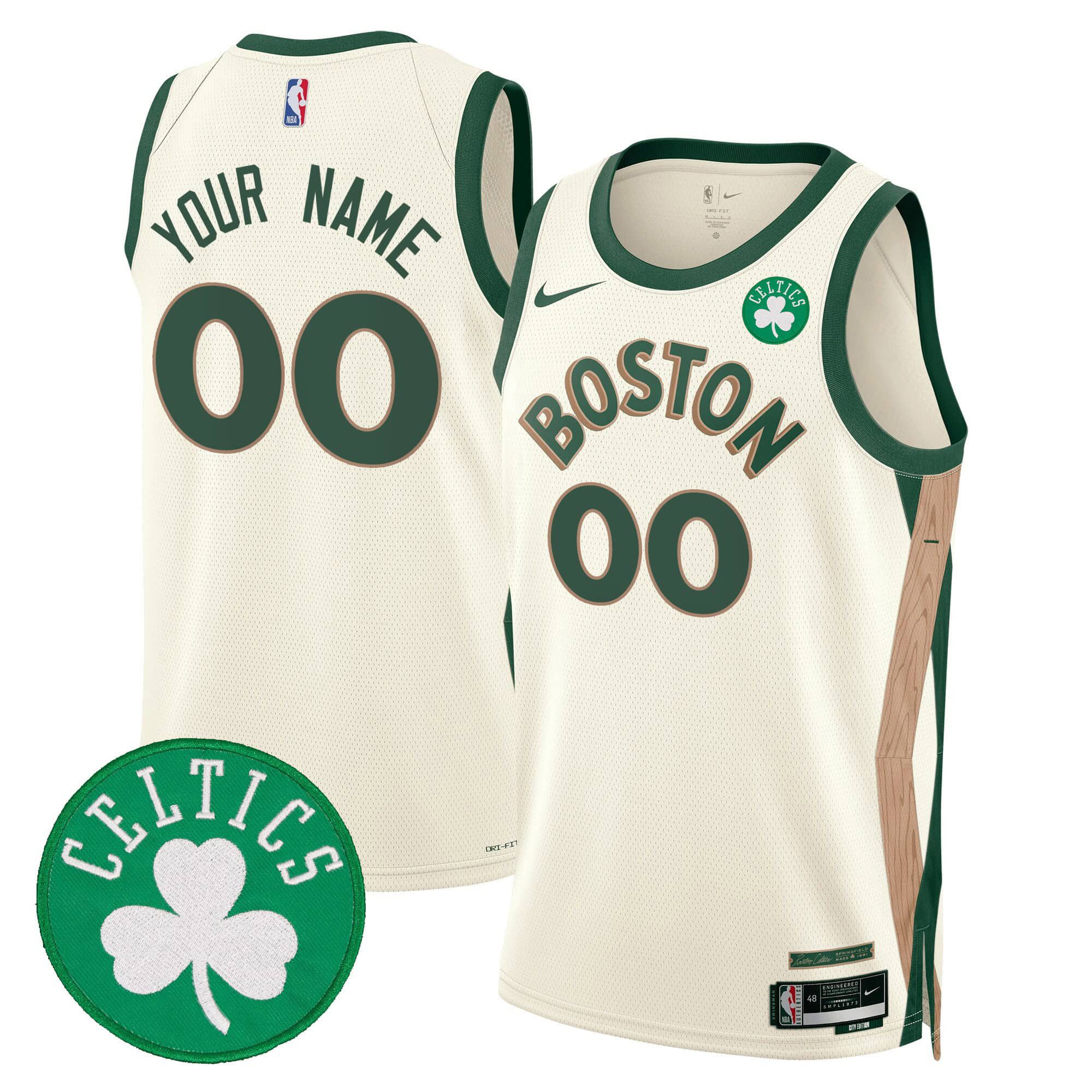 Men Boston Celtics Cream 2024 Nike Swingman Custom NBA Jersey->customized nba jersey->Custom Jersey